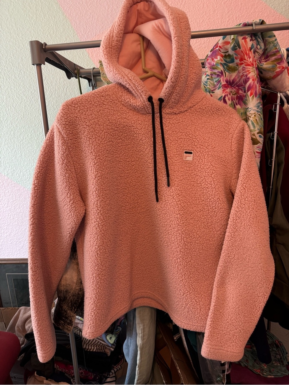 Fila Pink Sherpa Hoodie Sweatshirt
